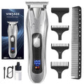 Cordless Beard Trimmer Professional Hair Clippers with T-Blade & LCD – Black