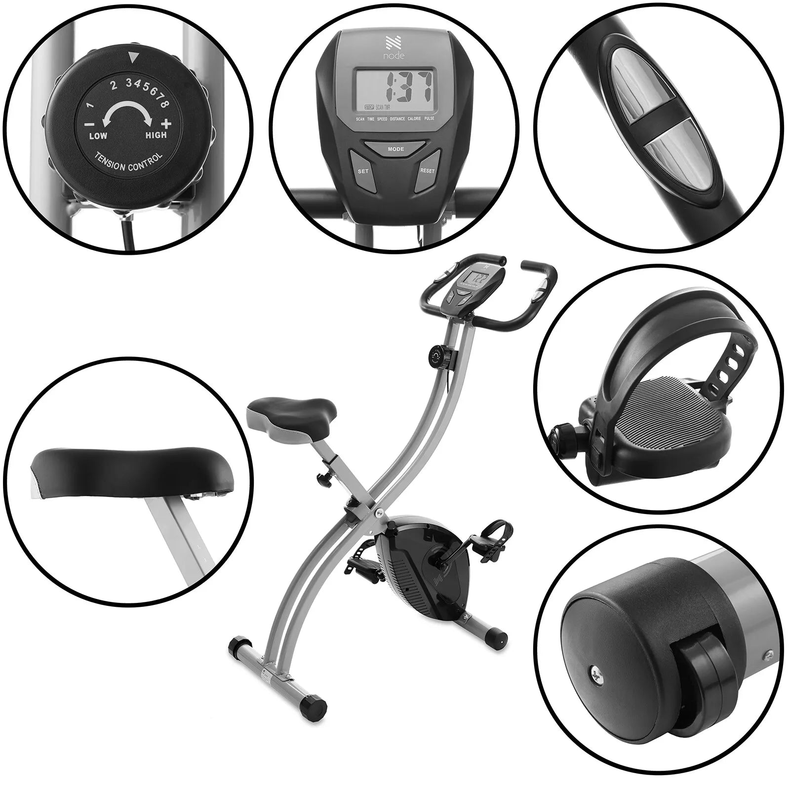 Folding Upright Exercise Bike with Advanced LCD Display