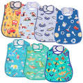 Baby Feeding Bibs 7pcs Waterproof Weaning Bandana with Pocket – Boy-B