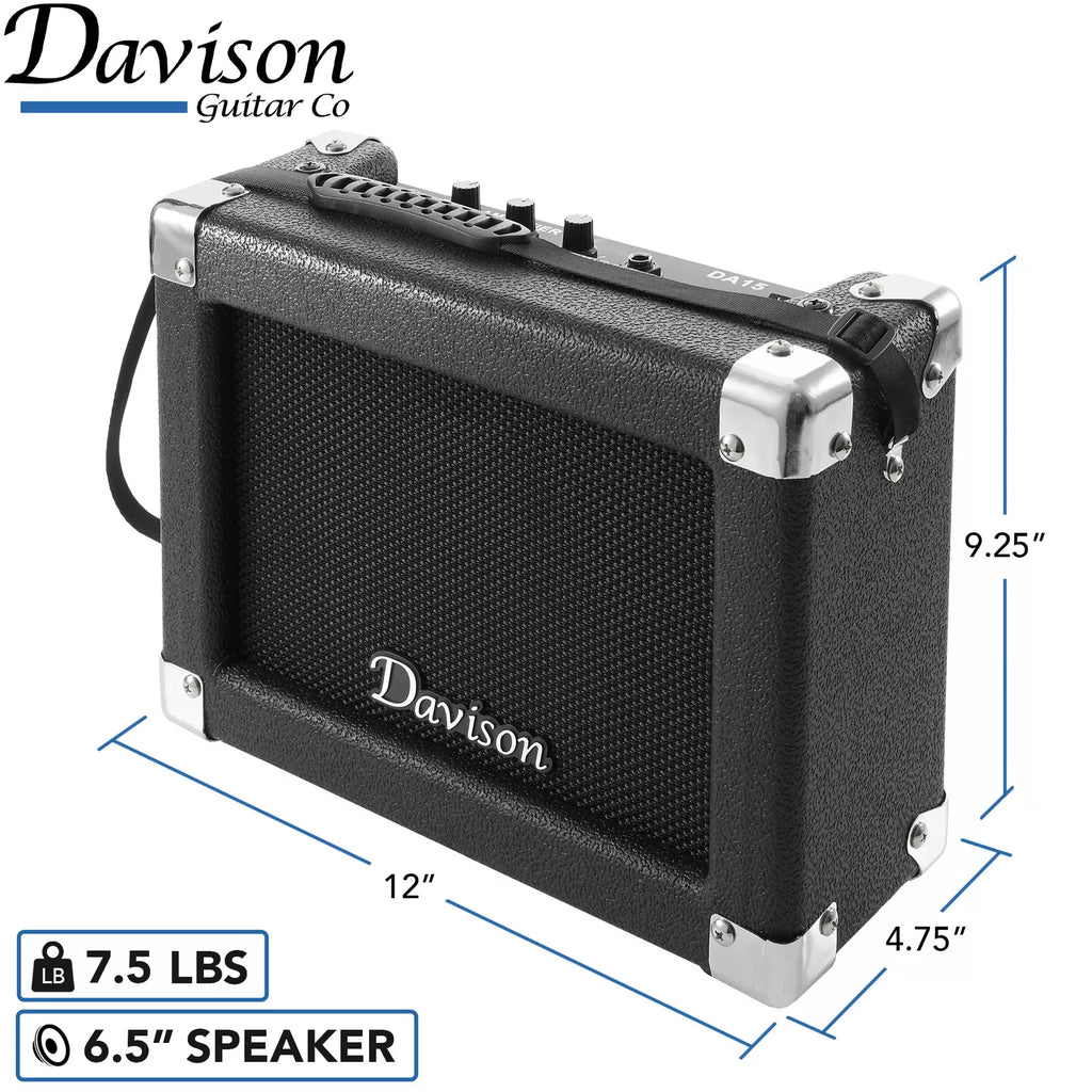 Portable 15-Watt Bass Guitar Amplifier Black