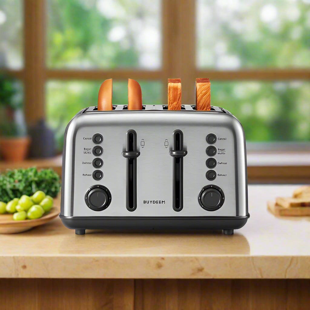 Retro 4-Slice Stainless Steel Toaster