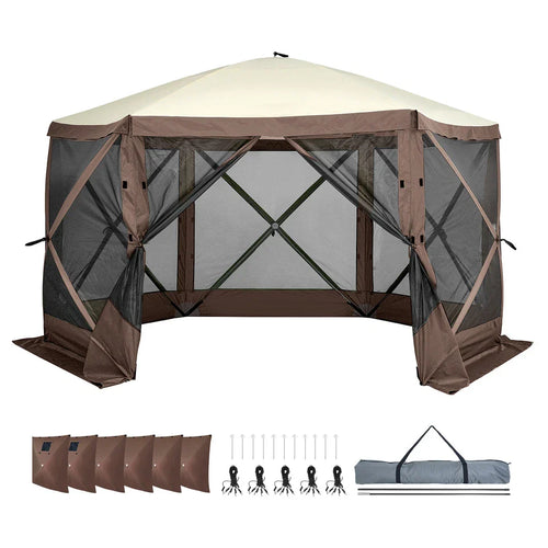 12.5x12.5 FT Pop-Up Camping Gazebo Tent with Mesh and Wind Panels