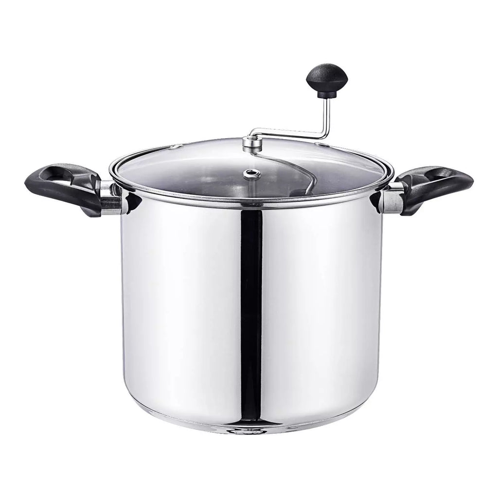 Stainless Steel Stovetop Popcorn Popper with Stirring Rod, 4.5L