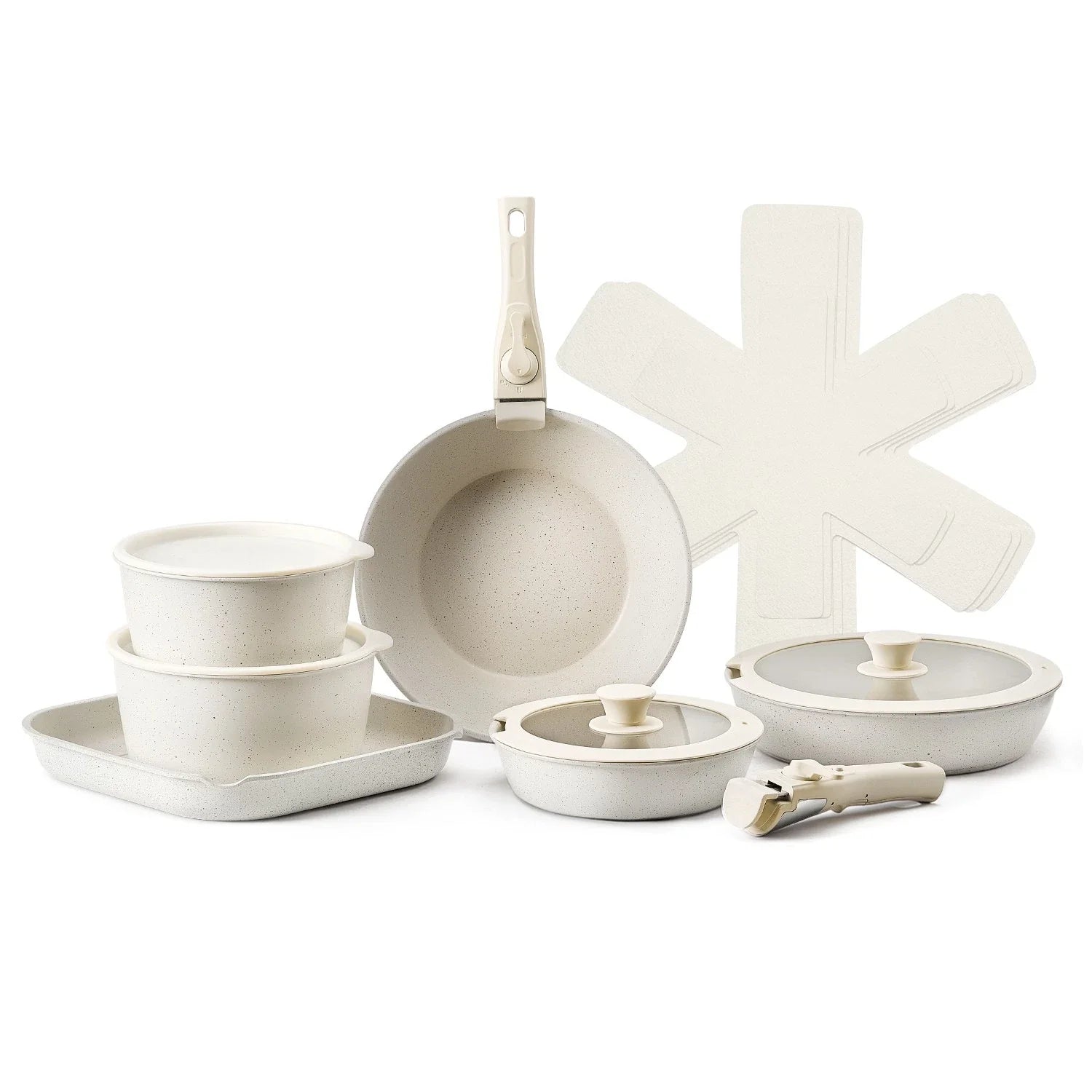 17-Piece Nonstick Pots and Pans Set with Detachable Handle & Lids