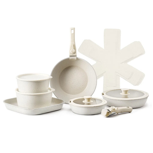 17-Piece Nonstick Pots and Pans Set with Detachable Handle & Lids
