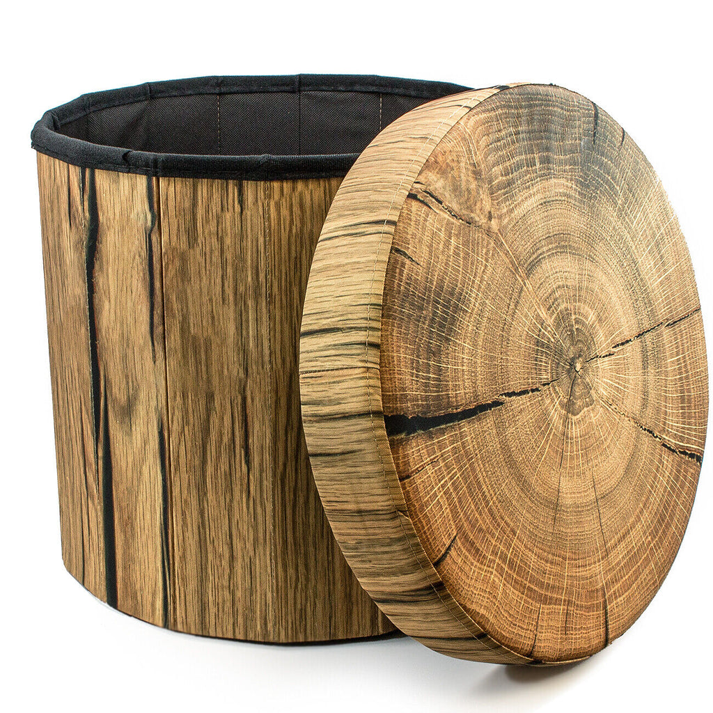 Foldable Tree Stump Storage Ottoman Stylish & Space-Saving