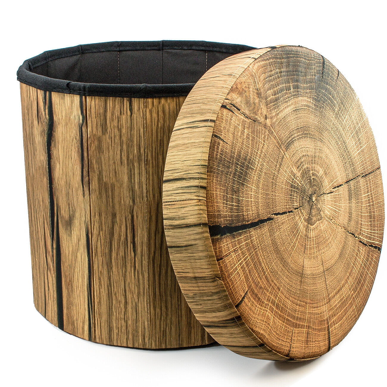 Foldable Tree Stump Storage Ottoman Stylish & Space-Saving
