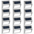 12-Pack Solar LED Deck and Step Lights Stainless Steel Outdoor Lighting