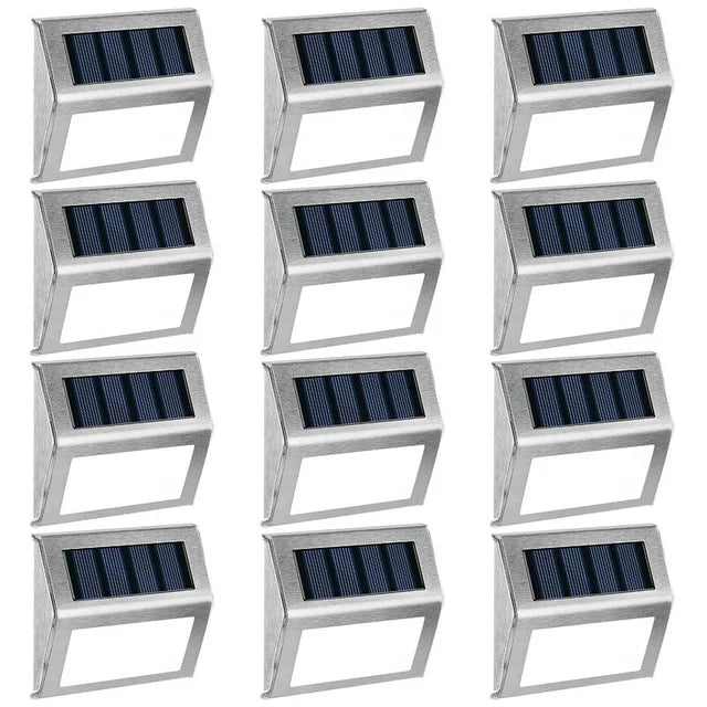 12-Pack Solar LED Deck and Step Lights Stainless Steel Outdoor Lighting