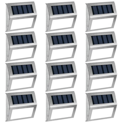 12-Pack Solar LED Deck and Step Lights Stainless Steel Outdoor Lighting