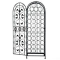 45-Bottle Wrought Iron Wine Rack Jail with Lockable Door Scroll Design