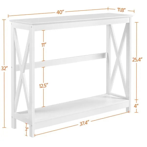 40" X-Design Console Table with Shelves for Living Room and Entryway