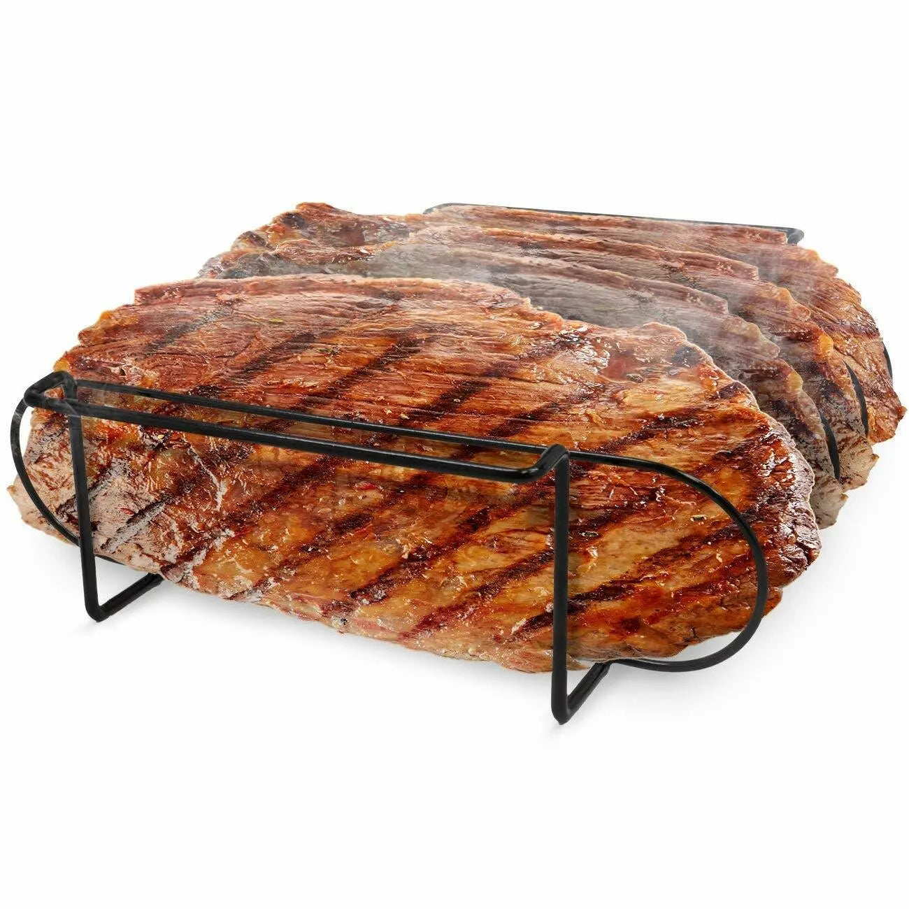 Non-Stick Rib Rack for Grilling Holds 4 Racks Porcelain Coated Steel