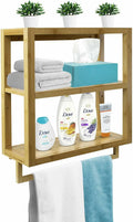 Bamboo Wall-Mounted Towel Rack and Shelf for Bathroom & Kitchen Storage