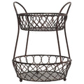 2-Tier Wrought Iron Lattice Basket with Antique Black Finish Storage