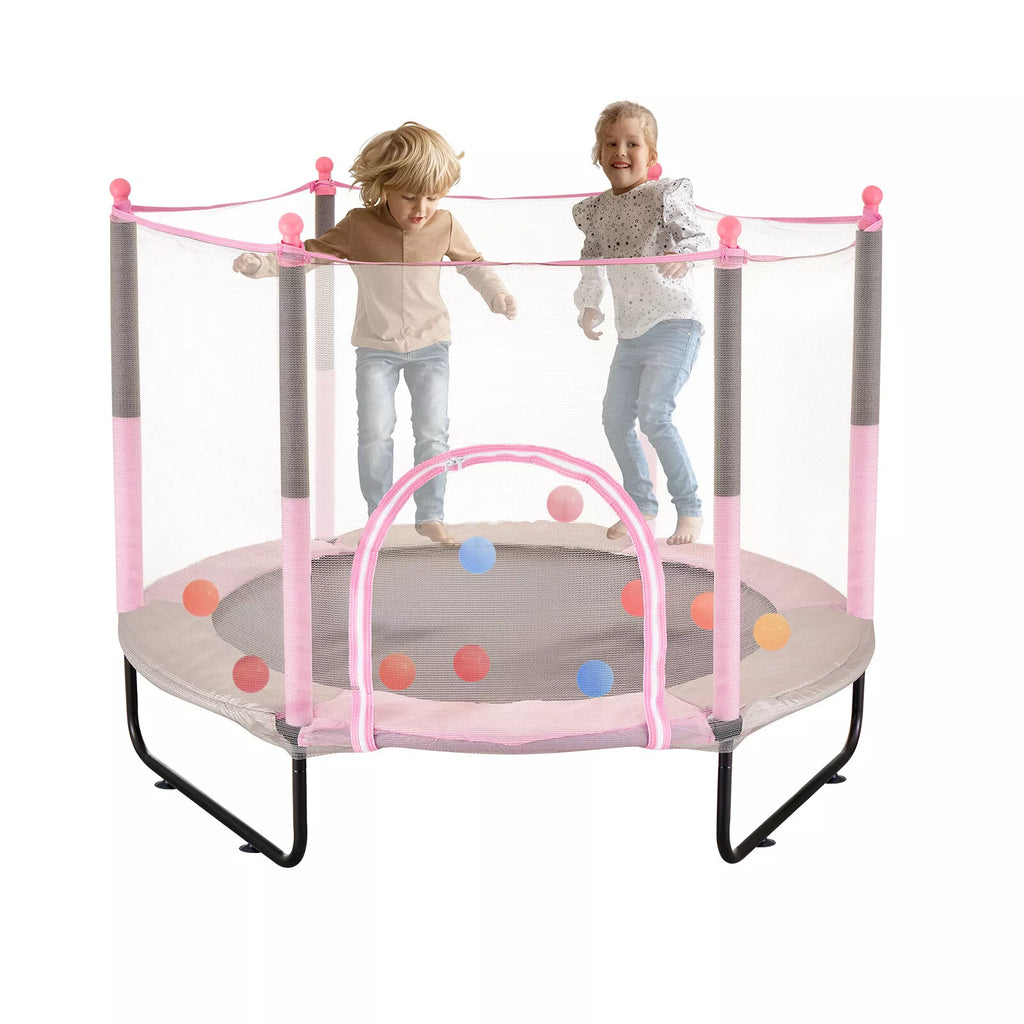 60" Kids Trampoline Safety Net Basketball Hoop Indoor Outdoor