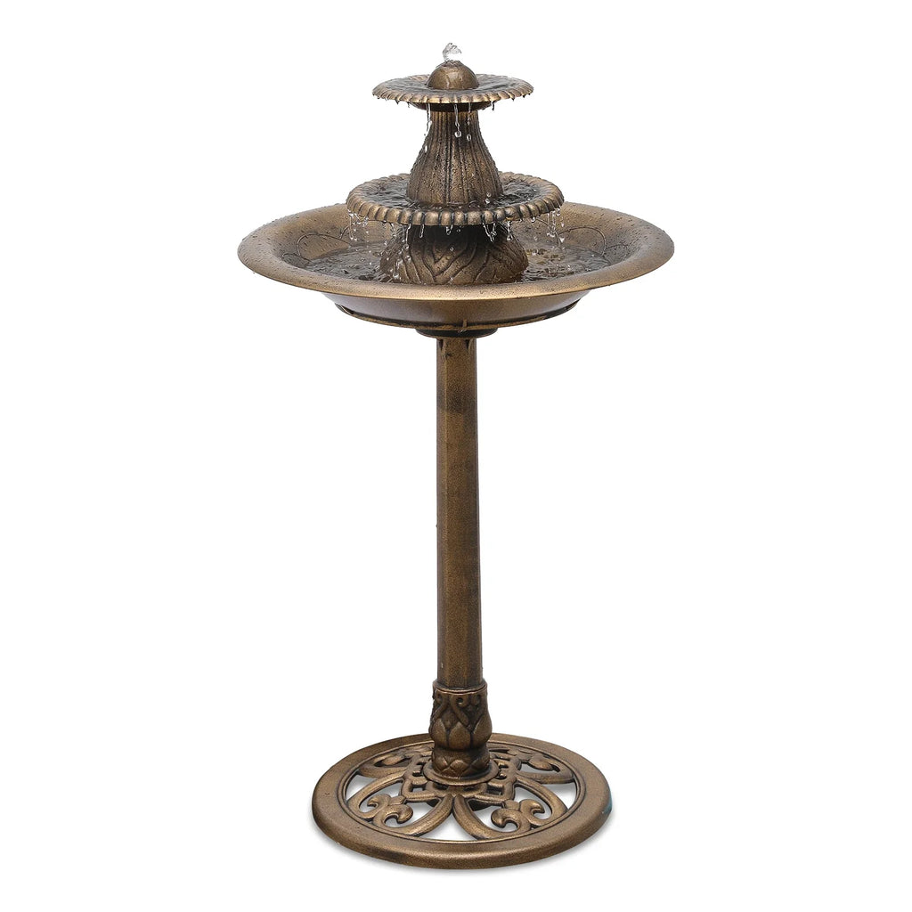 35" Bronze 3-Tier Pedestal Bird Bath Fountain with Electric Pump