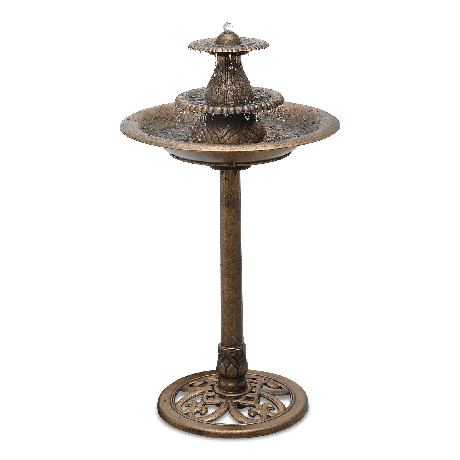 35" Bronze 3-Tier Pedestal Bird Bath Fountain with Electric Pump