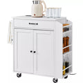 Rolling Kitchen Island Cart Storage Shelves Power Strip