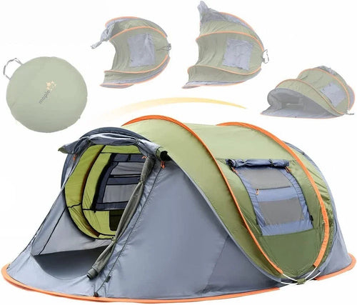 4-Person Waterproof Pop-Up Tent with UV Protection and 2 Doors