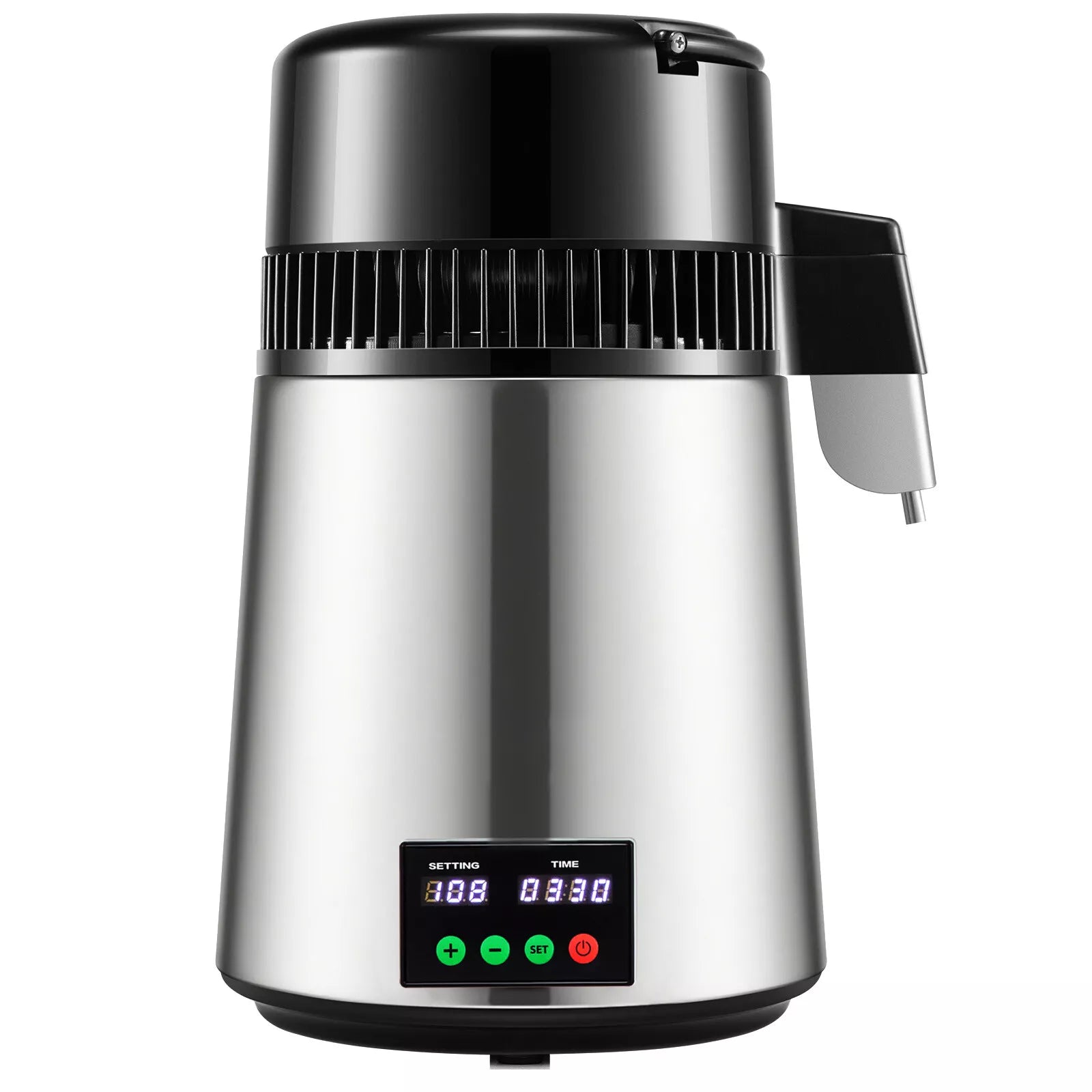 4L Home Water Distiller with Timer Temp Display & Glass Container