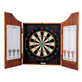 Deluxe Wooden Dartboard Cabinet Set with 6 Darts and Scoreboards