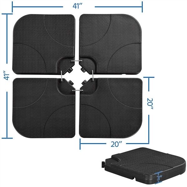 Outdoor Umbrella Base Stand 4-Piece Square Shaped Fillable Plates