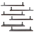 6-Pack Floating Wall Shelves 15.5" Wood Storage with Brackets
