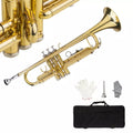 Bb Trumpet Beginner Set with Golden Finish and Hard Case for Students