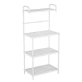 4-Tier White Metal Microwave Stand with Storage Shelves for Kitchen