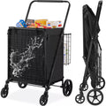 Folding Shopping Cart with Double Baskets 330 lbs Heavy Duty