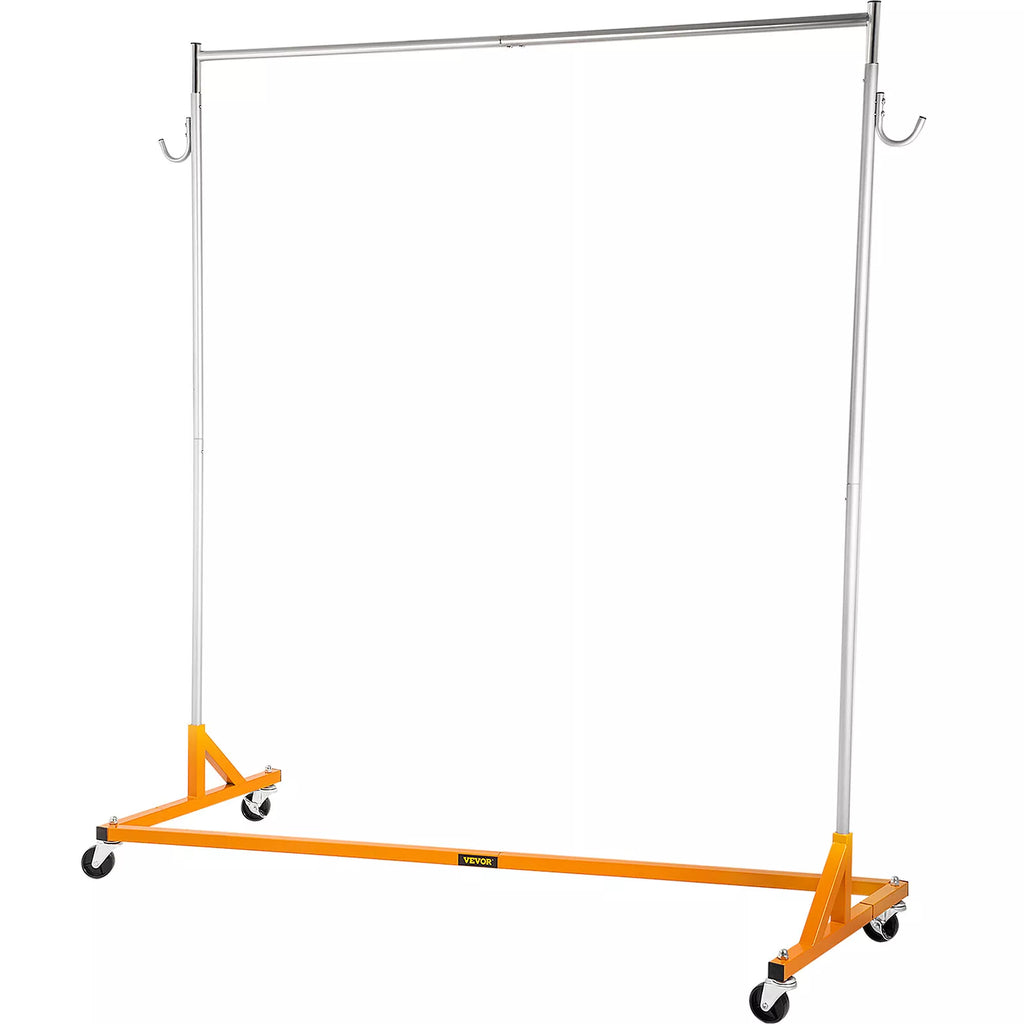 71" Heavy-Duty Rolling Garment Rack Z-Base 300lbs Capacity