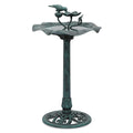 28" Green Outdoor Pedestal Bird Bath Garden Patio Decor