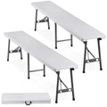 2pcs 6ft Folding Outdoor Benches with Handle for Garden or Picnic