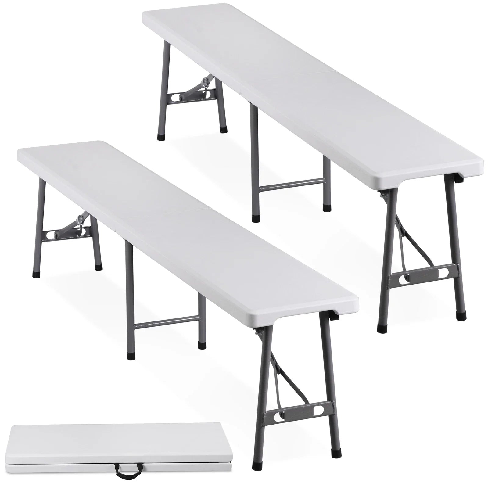 2pcs 6ft Folding Outdoor Benches with Handle for Garden or Picnic