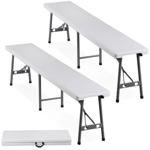 2pcs 6ft Folding Outdoor Benches with Handle for Garden or Picnic