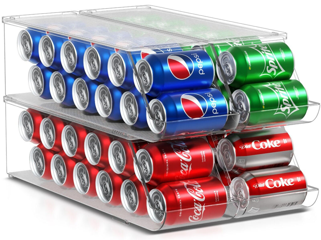 Stackable Soda Can Organizer for Refrigerator Holds 48 Cans