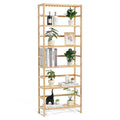 6-Tier Natural Bamboo Ladder Shelf for Books, Plants & Storage Use