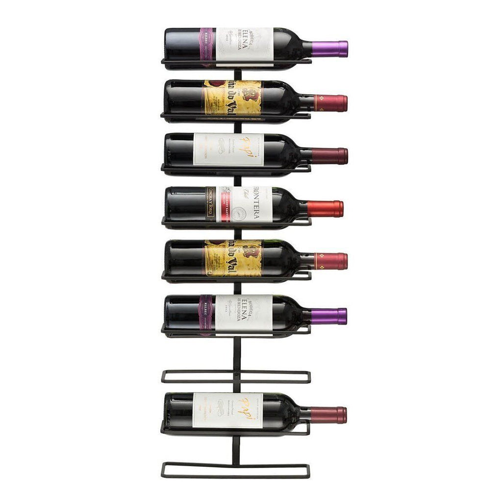 Wall Mount Wine Rack Bar Organizer Holds 9 Bottles Black Metal