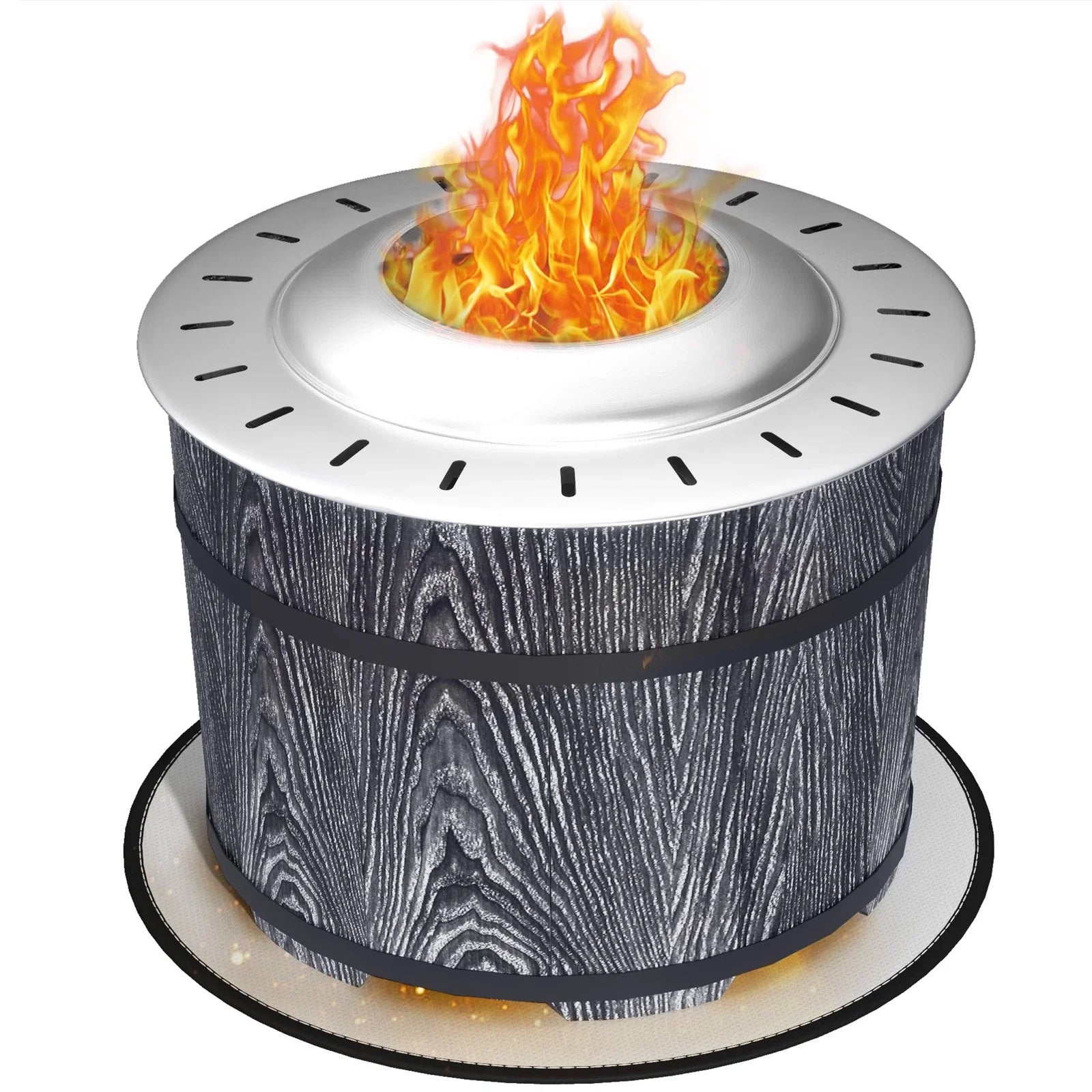 Smokeless Outdoor Fire Pit with Heat-Resistant Mat, Round 20" Patio Heater