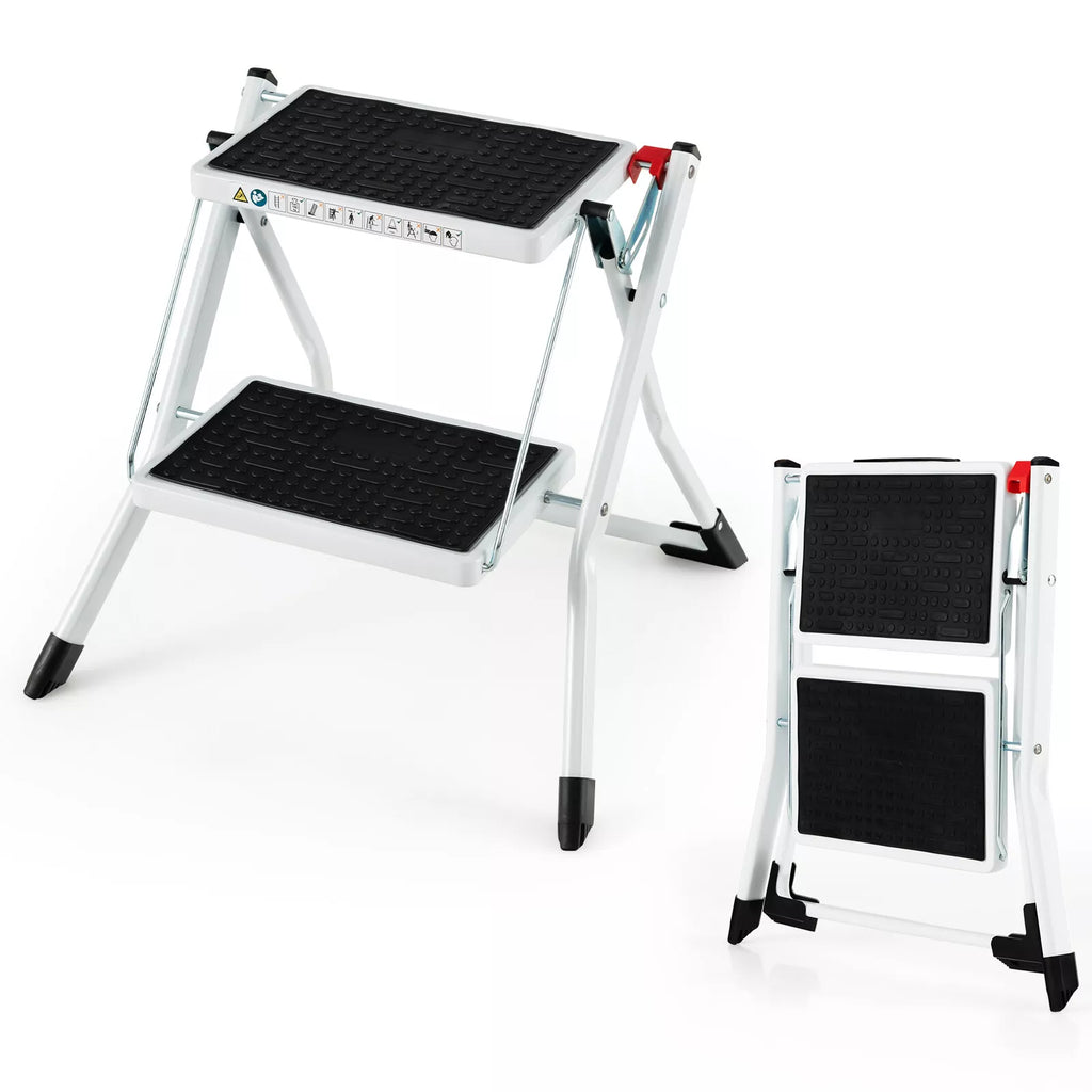 Foldable 2-Step Ladder with Handle, Non-Slip Pedals, 330 lb Capacity