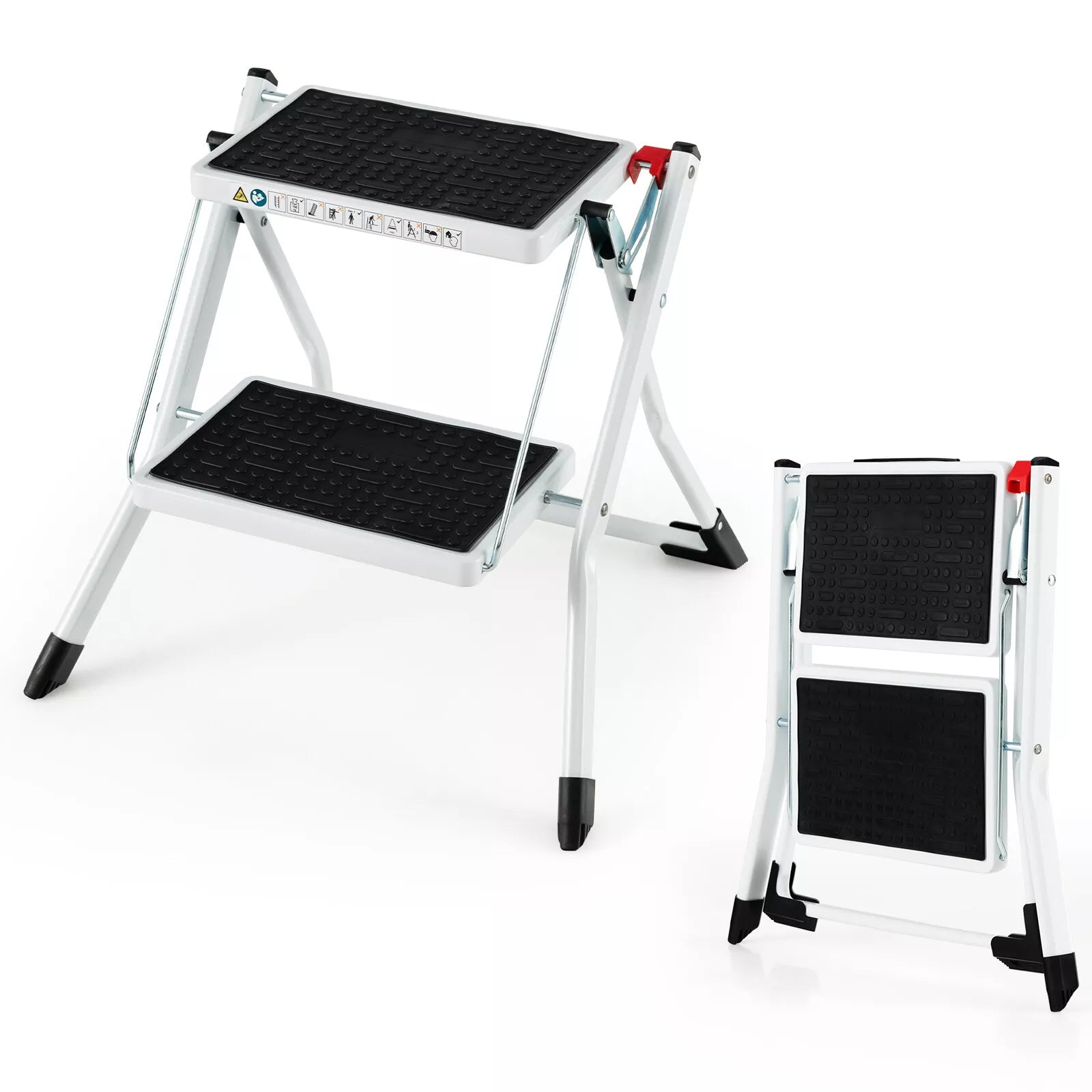 Foldable 2-Step Ladder with Handle, Non-Slip Pedals, 330 lb Capacity