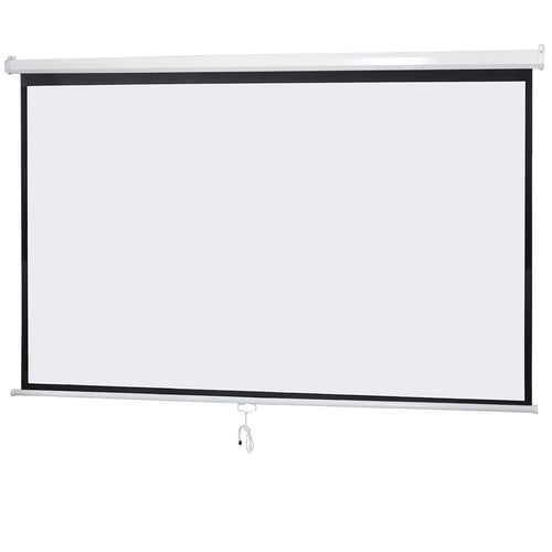 100-Inch 16:9 HD Manual Pull Down Projector Screen Home Theater