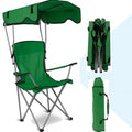 Camping Chair with Sun Shade Canopy & Cup Holder 330lb Portable