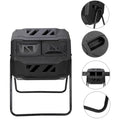 43 Gallon Outdoor Dual Compost Tumbler Bin with Rotating Chambers