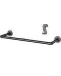 OROPY Industrial Pipe Clothes Bar Rack, 92cm Wall Mounted Detachable Retro Metal Garment Hanging Storage Rail (Double Base)