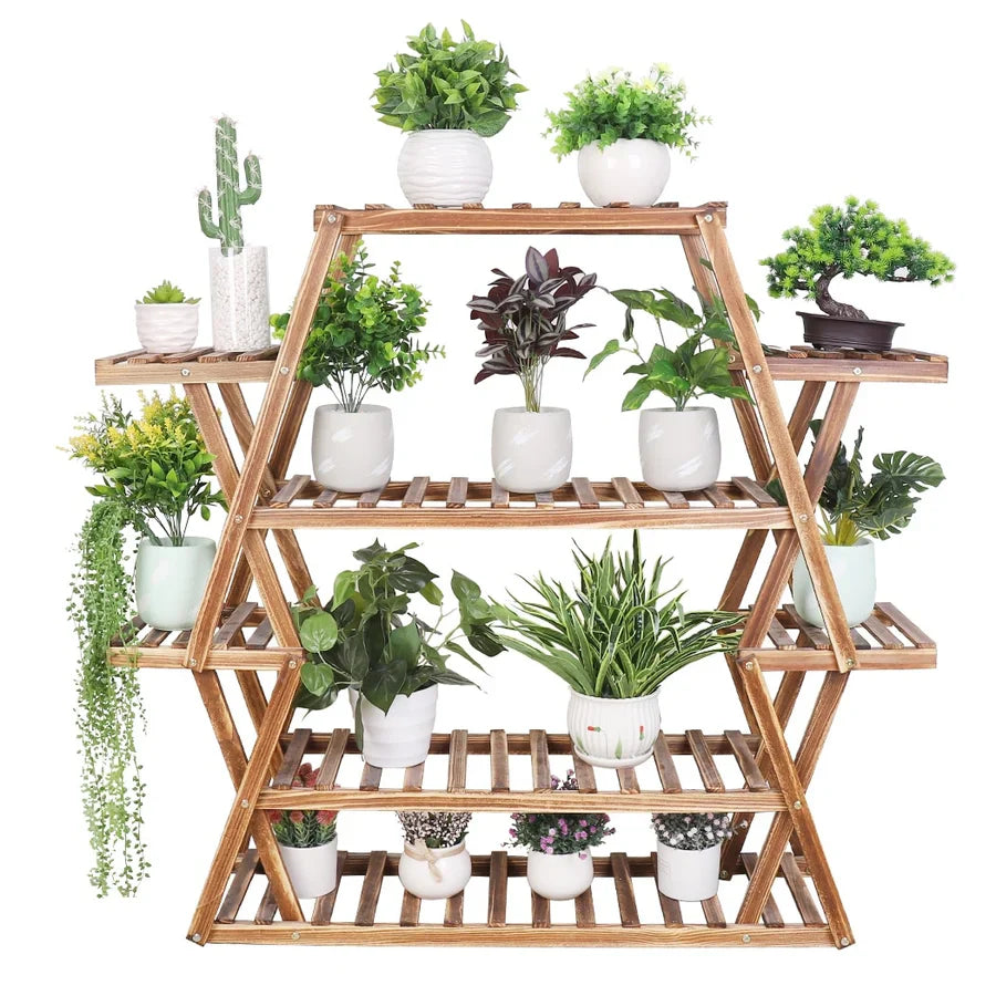 Large 8-Tier Wooden Plant Stand Indoor Outdoor Garden Display