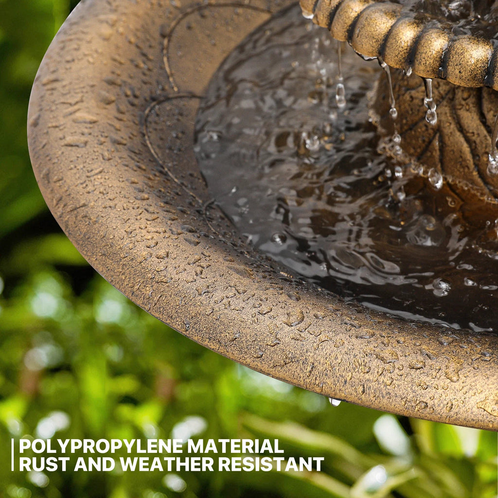 35" Bronze 3-Tier Pedestal Bird Bath Fountain with Electric Pump