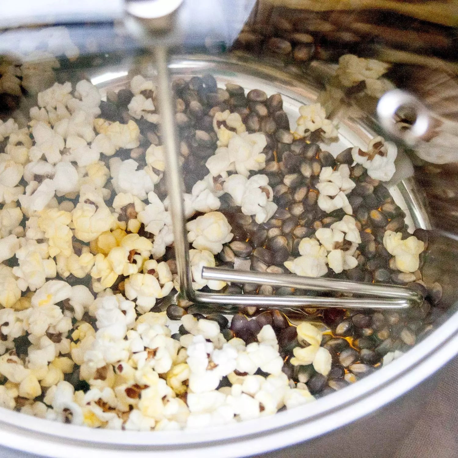 Stainless Steel Stovetop Popcorn Popper with Stirring Rod, 4.5L