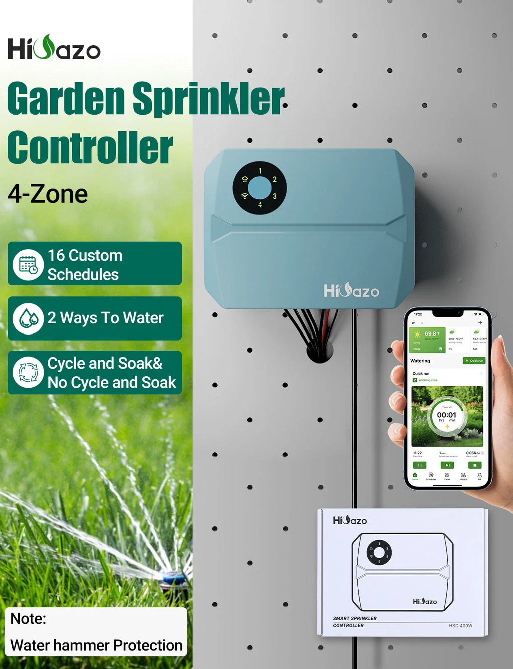 Smart 4 Zone WiFi Sprinkler Controller App Lawn Irrigation Timer